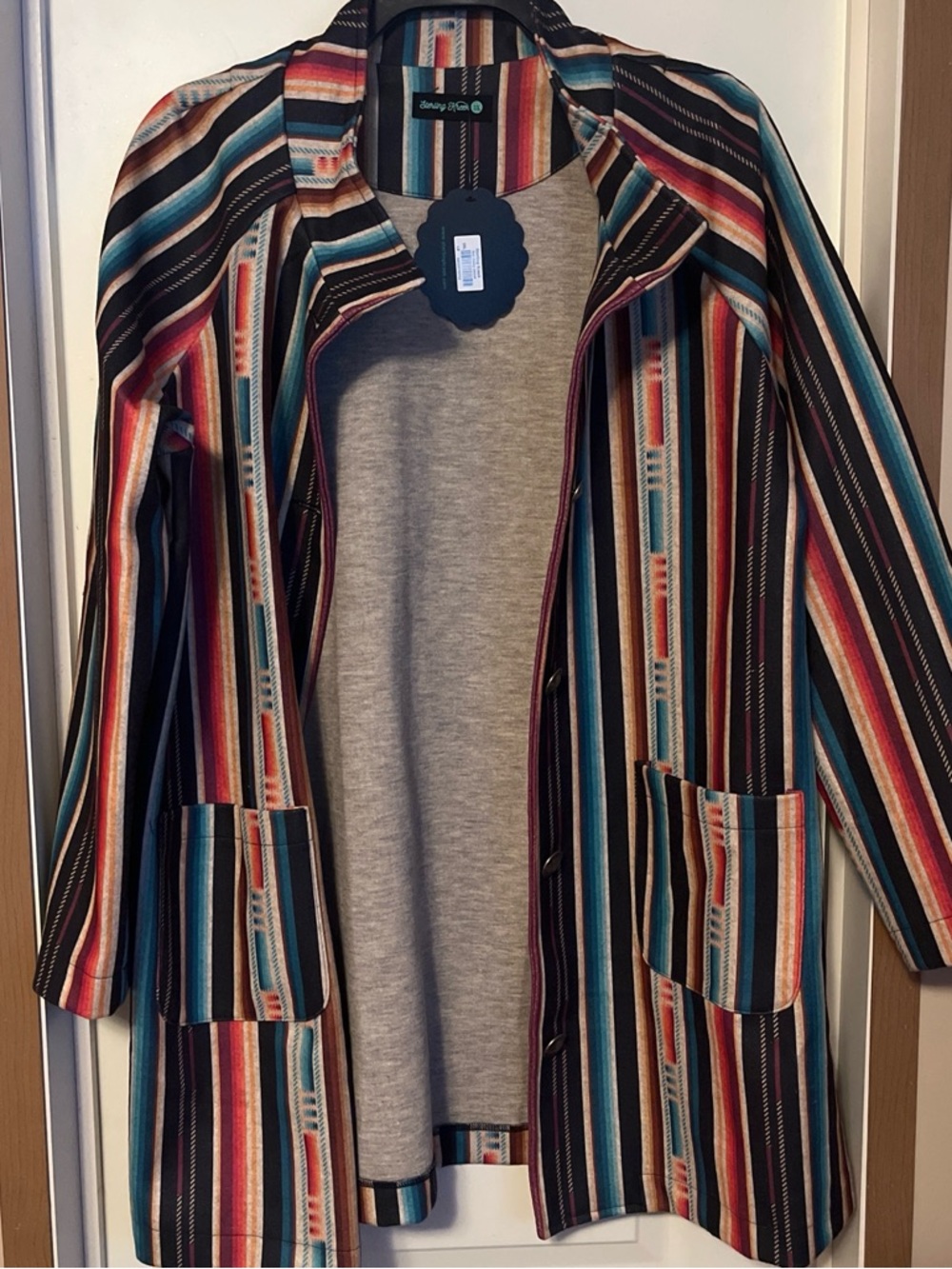 Multi-Color Striped Open Front Women’s Jacket